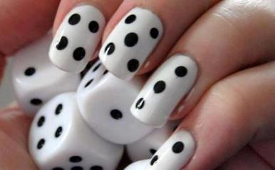 White Nails With Black Polka Dots Nail Art Design Idea