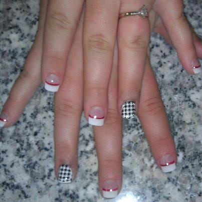 White Tip Nails With Houndstooth Nail Art