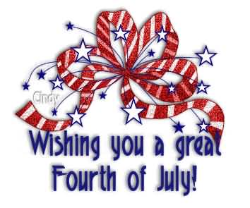 Wishing You A Great Fourth Of July Bow Glitter Picture