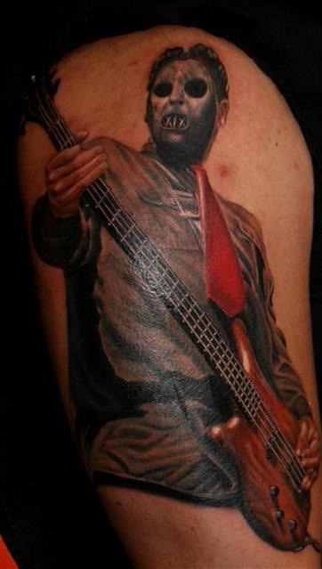 Wonderful Paul Gray Of Slipknot With Guitar Tattoo