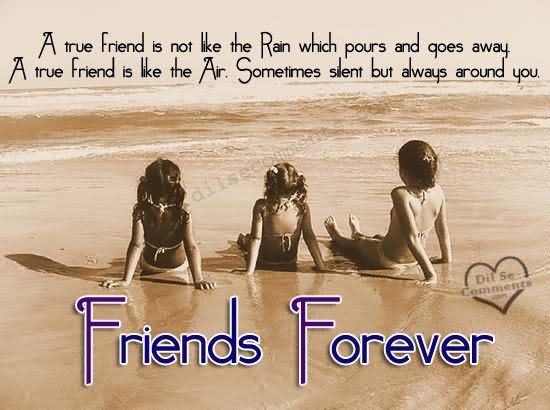 A True Friend Is Not Like The Rain Which Pours And Goes Away A True Friend Is Like The Air Sometimes Silent But Always Around You Friends Forever
