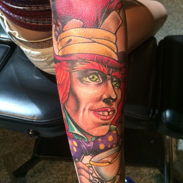 Alice in Wonderland Joker Tattoo On Sleeve