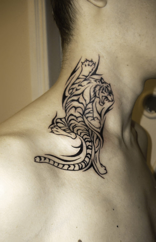 Tiger Neck Tattoo for Men