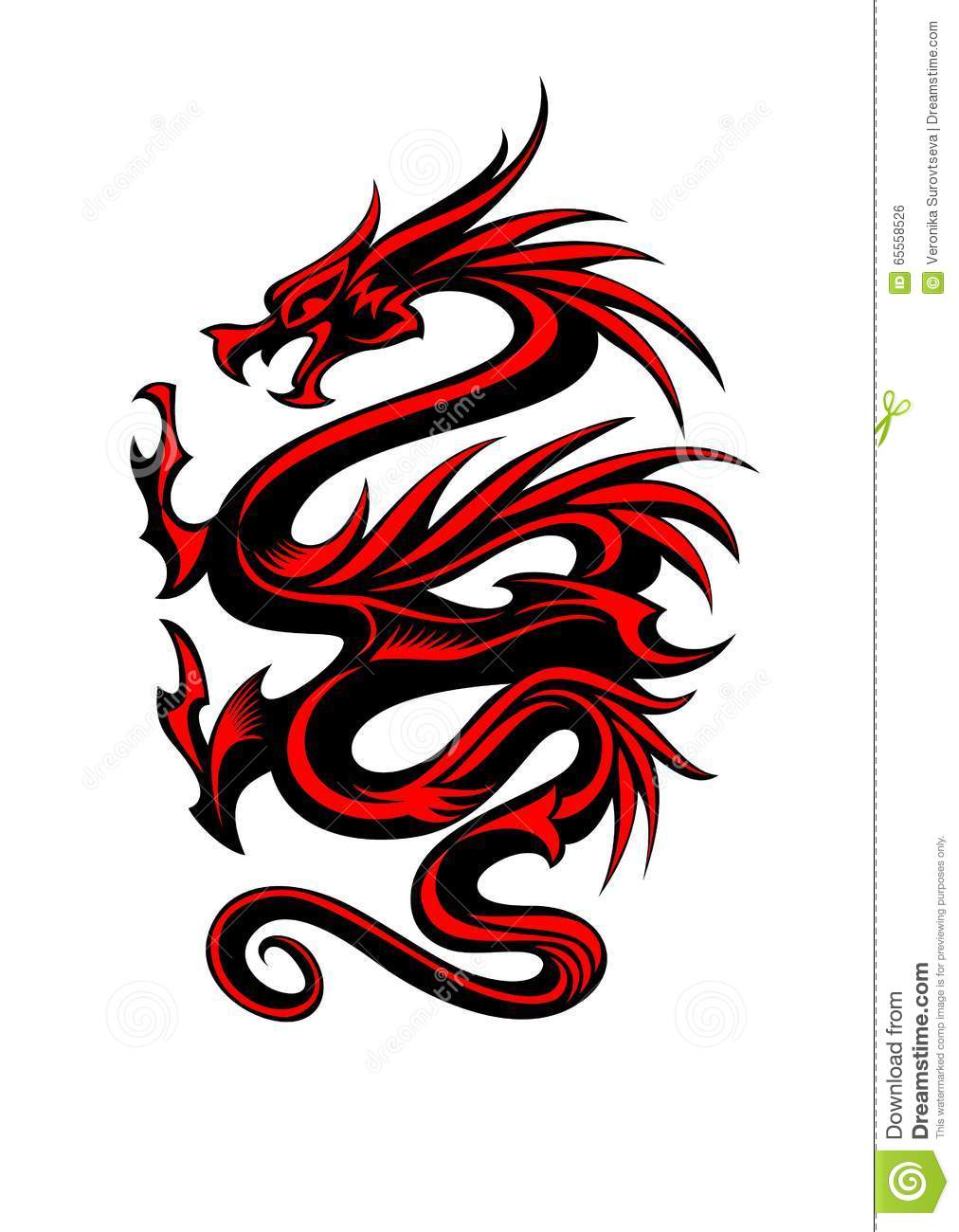 Amazing Red Dragon Tribal Tattoo Design