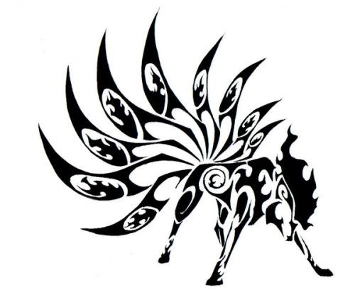 Amazing Tribal Ninetales Of Pokemon Tattoo Design