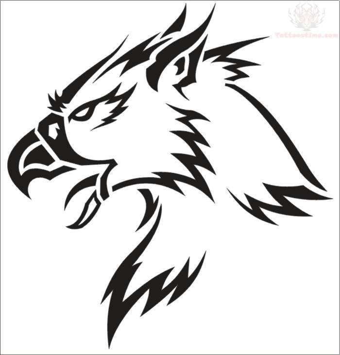 Angry Griffin Head Tribal Tattoo Design