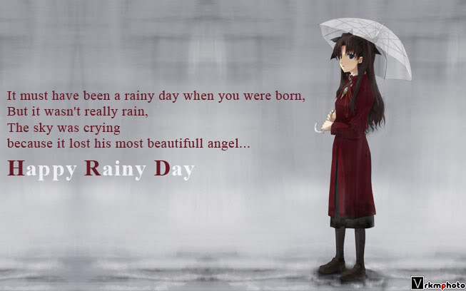 Anime Girl Wishing Happy Rainy Day
