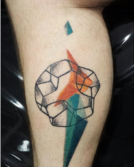 Artistic Tattoo On Leg by Aline Wata