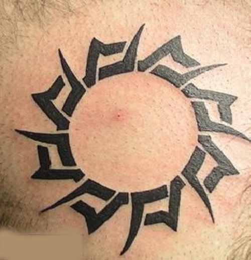 Attractive Tribal Sun Tattoo