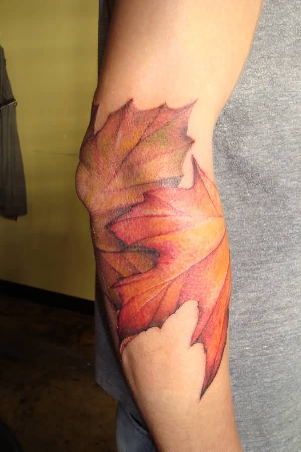 Autumn Fall Leaves Tattoo On Right Sleeve