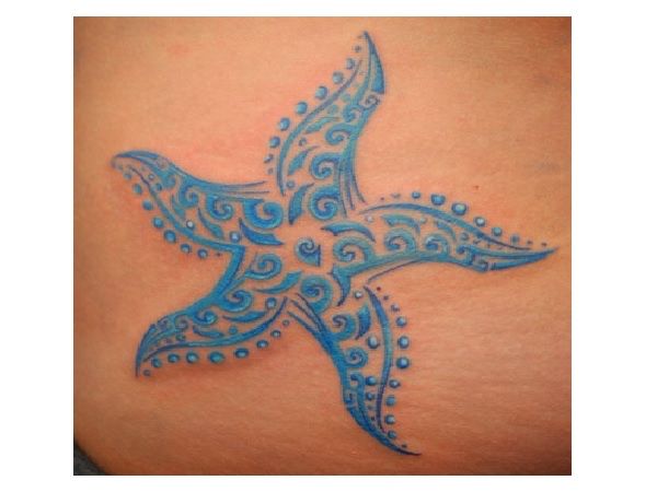 Awesome Blue Starfish Tattoo