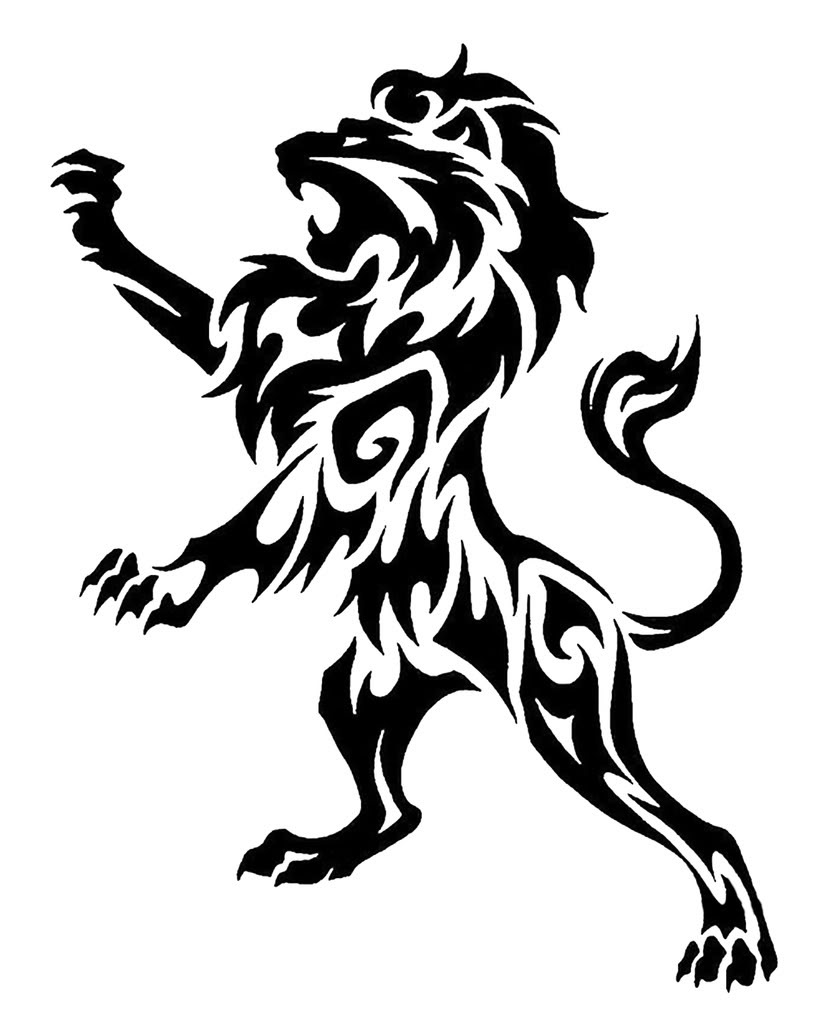 Awesome Standing Tribal Leo Lion Tattoo Stencil