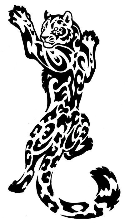 Awesome Tribal Leopard Tattoo Stencil