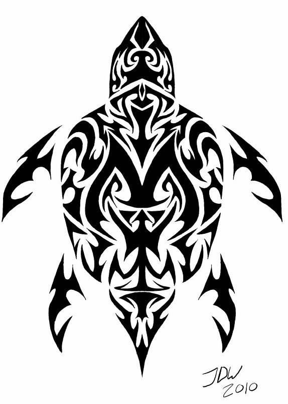 Awesome Tribal Turtle Tattoo Stencil