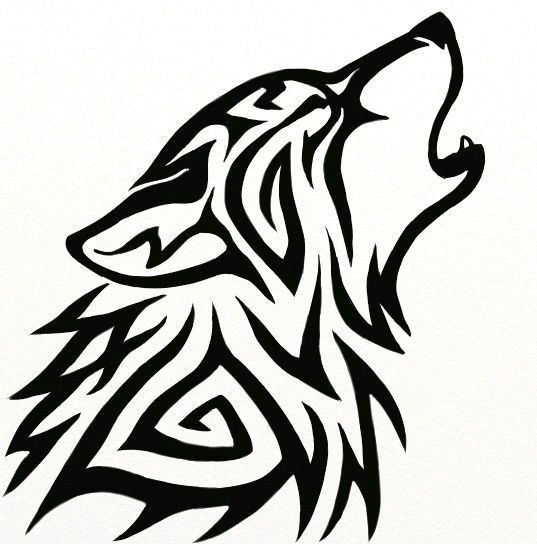 Awesome Tribal Wolf Roaring Head Tattoo Design