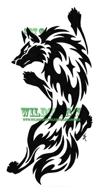Awesome Tribal Wolf Tattoo Design By WildSpirit