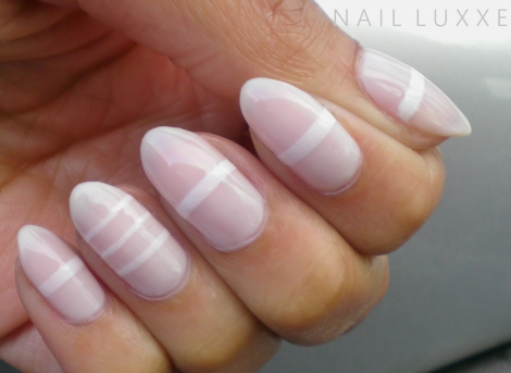 Baby Pink Nails With White Stripes Nail Art