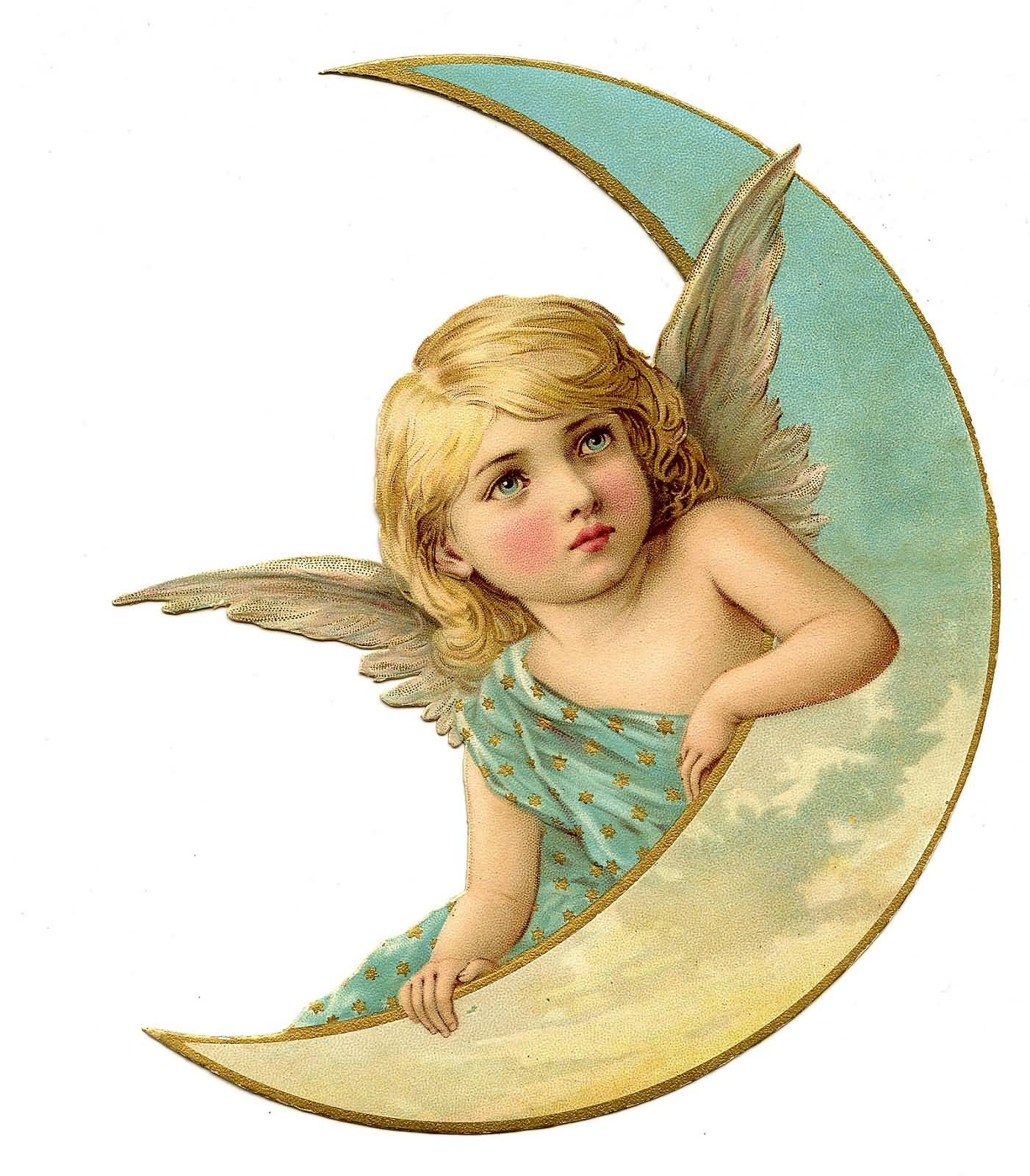 Beautiful Angel With Half Moon Picture