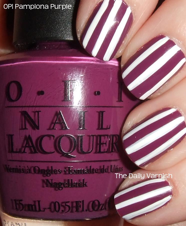 Beautiful Purple And White Stripes Nail Art