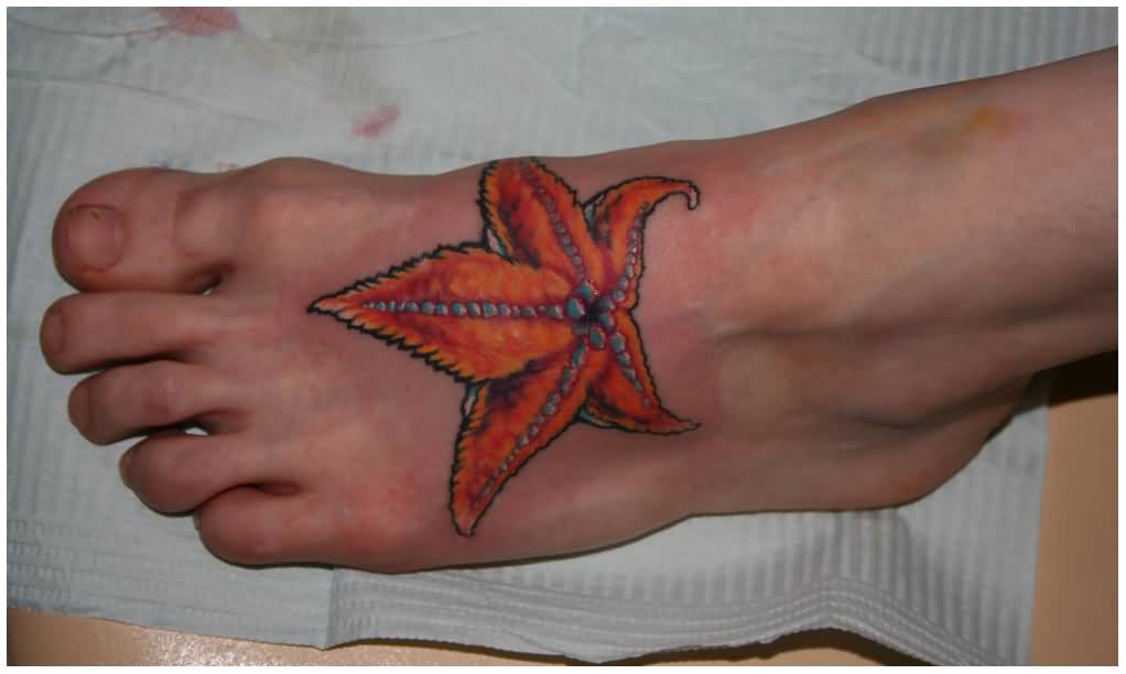 Beautiful Starfish Tattoo On Foot