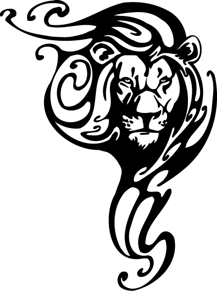 Beautiful Tribal Lion Head Tattoo Stencil