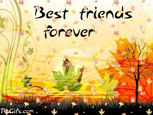 Best Friends Forever Fallen Autumn Leaves Animated Picture