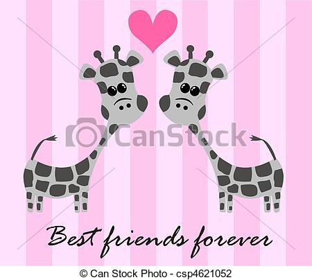 Best Friends Forever Giraffes With Picture