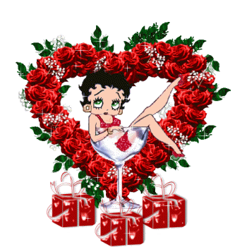 Betty Boop Sitting In Heart Shaped Flowers Garland Glitter Picture