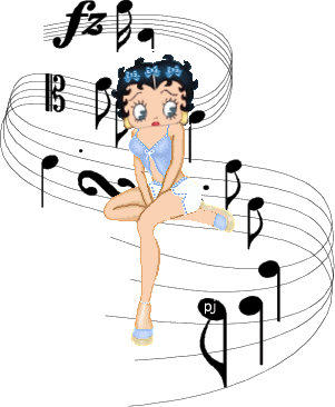 Betty Boop Sitting On Musical Notes Picture