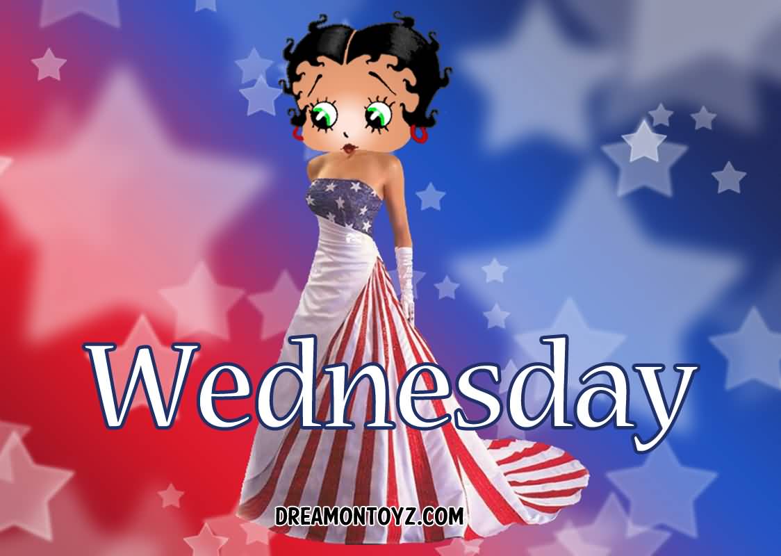 Betty Boop Wearing American Flag Dress And Wishing You Happy Wednesday
