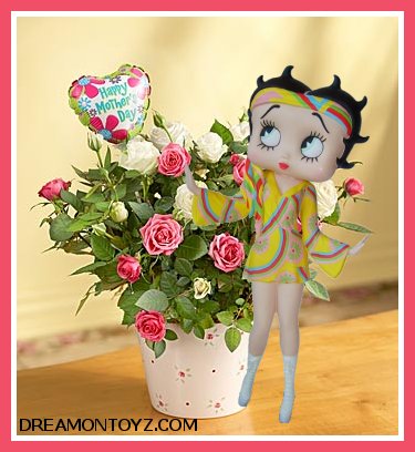 Betty Boop Wishing Happy Mother's Day With Flowers Bouquet