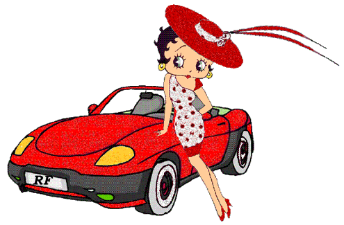 Betty Boop With Red Car Animated Picture