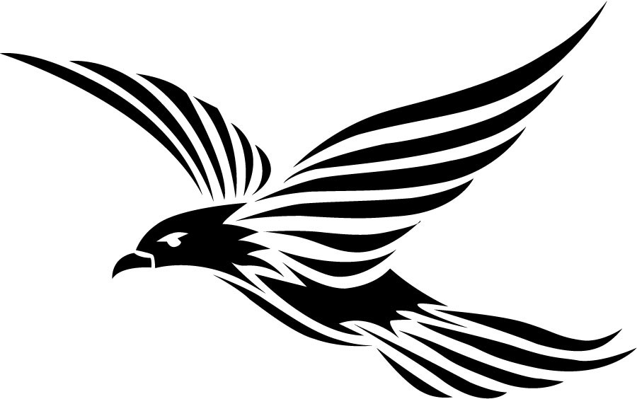 Black Flying Tribal Raven Bird Tattoo Design