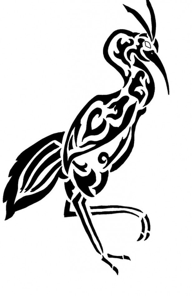 Black Ink Tribal Bird Tattoo Stencil