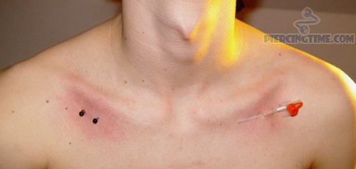 Black Surface Barbell Collar Bone Piercing Picture