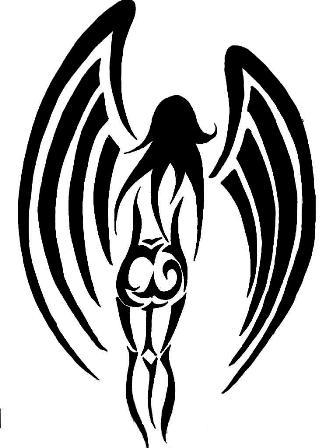 Black Tribal Angel Tattoo Design