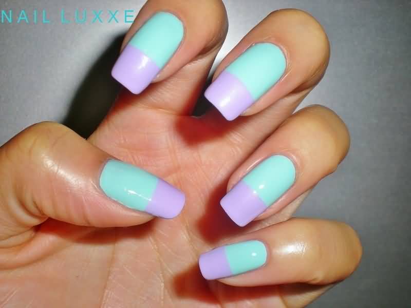 Blue And Purple Pastel Nail Art Design