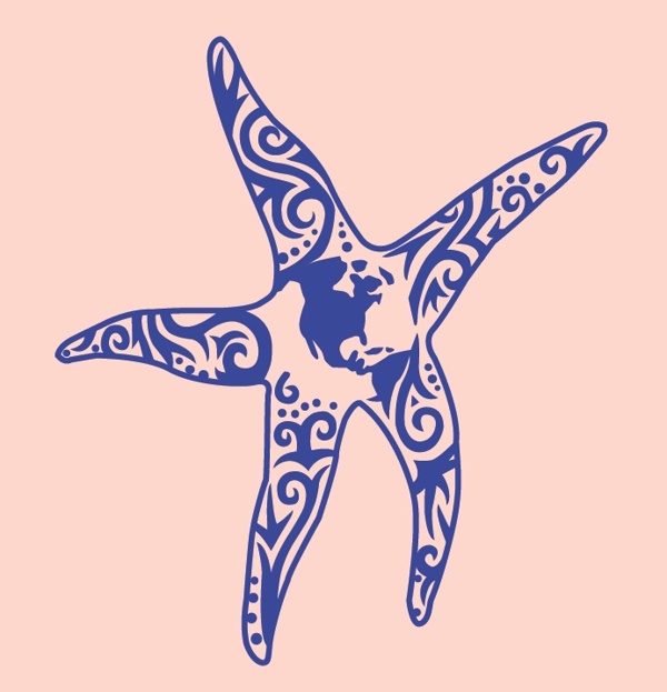 Blue Ink Starfish Tattoo Design