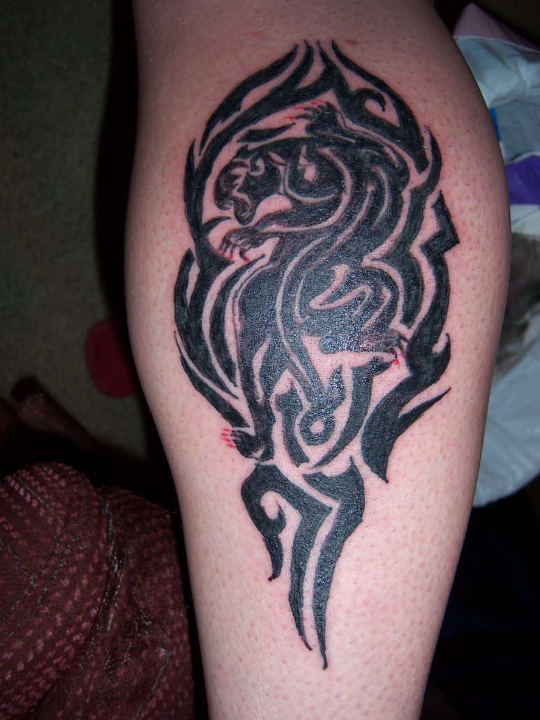 Brilliant Tribal Panther In Design Tattoo On Left Forearm