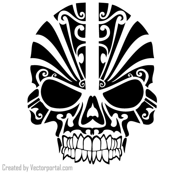 Brilliant Tribal Skull Tattoo Sample