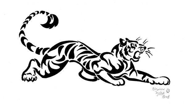 Brilliant Tribal Tiger Tattoo Stencil
