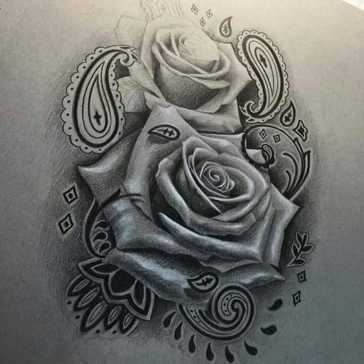 Chicano Rose Flowers Tattoo Design