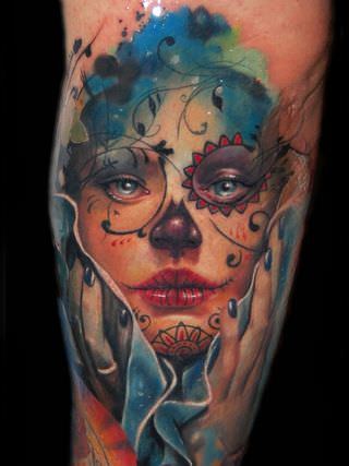 Color Ink Day Of The Dead Artistic Tattoo by Alex De Pase