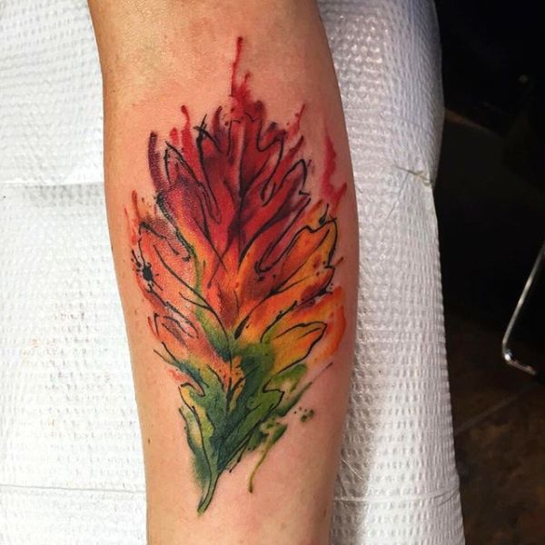 Colorful Fall Leaves Tattoo On Arm