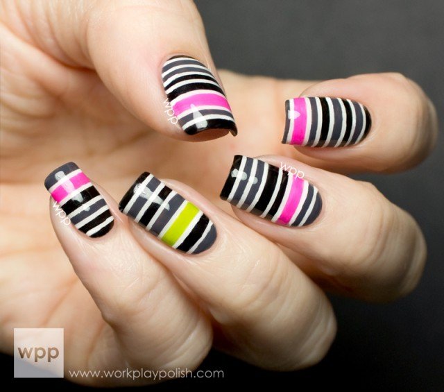 Colorful Striped Nail Art Design Idea