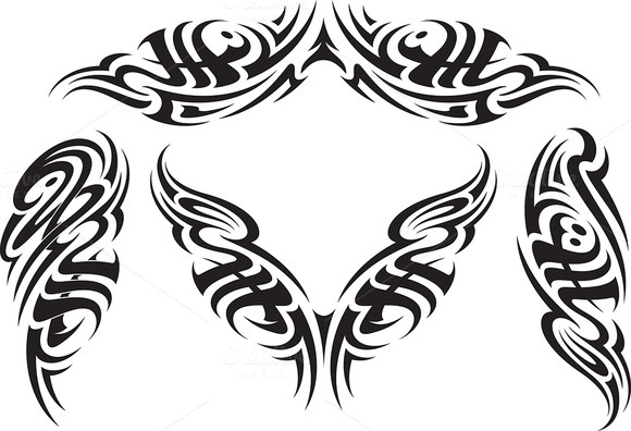 Cool Tribal Angel Wings Tattoo Design