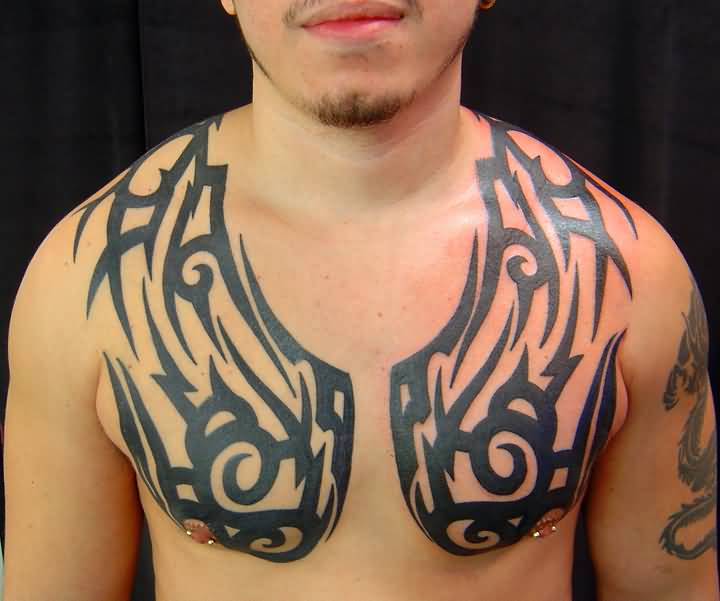 Cool Tribal Designs Tattoo On Chest For Men