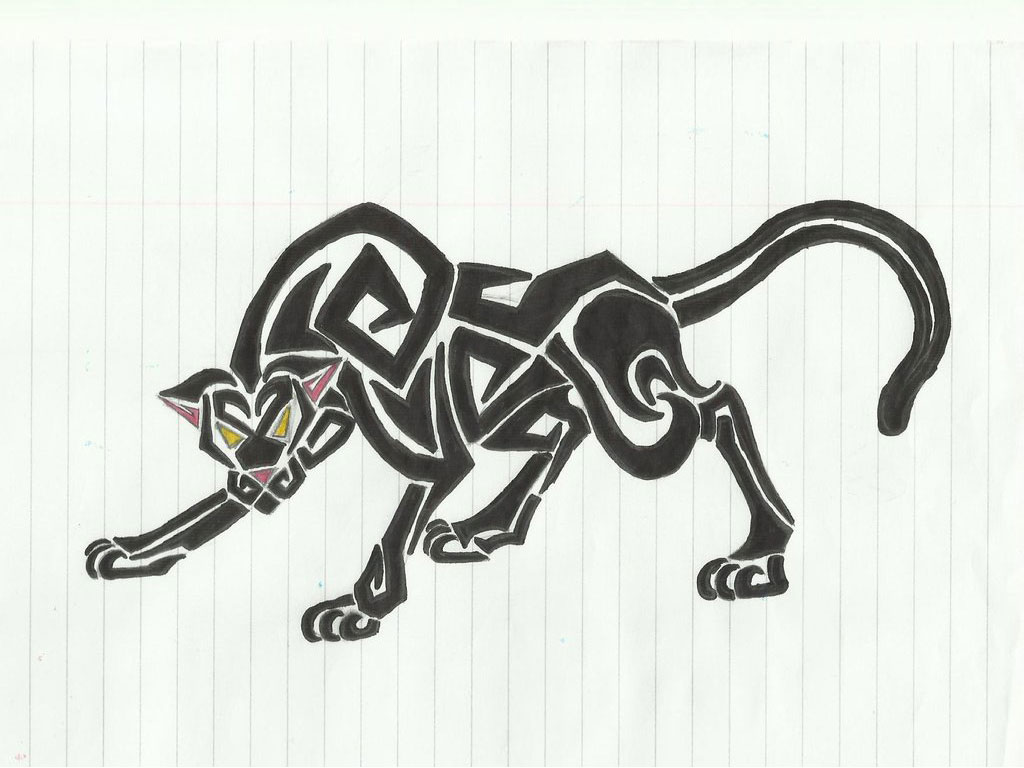 Cool Tribal Panther Tattoo Design