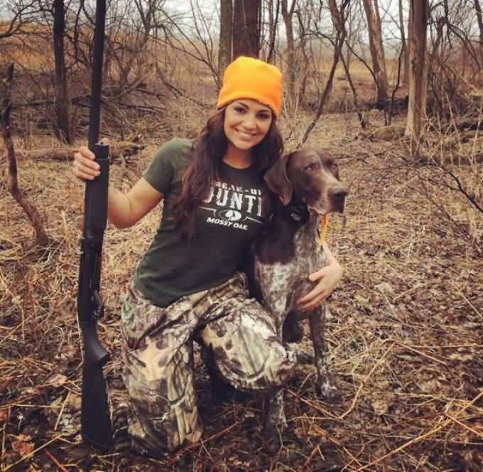 Country Girl Reading For Hunting With Dog Picture