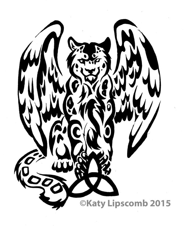 Creative Tribal Leopard Having Angel Wings Tattoo Design By Lucky978